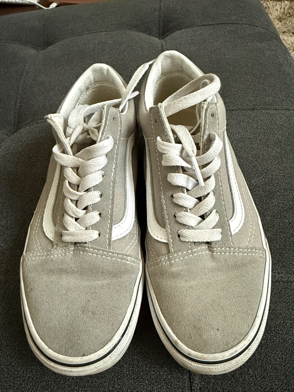 Vans Old Skool Suede Skate Sneakers - Light Gray & White